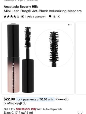 Anastasia Beverly Hills Mini Lash Brag Volumizing Mascara — Jet Black